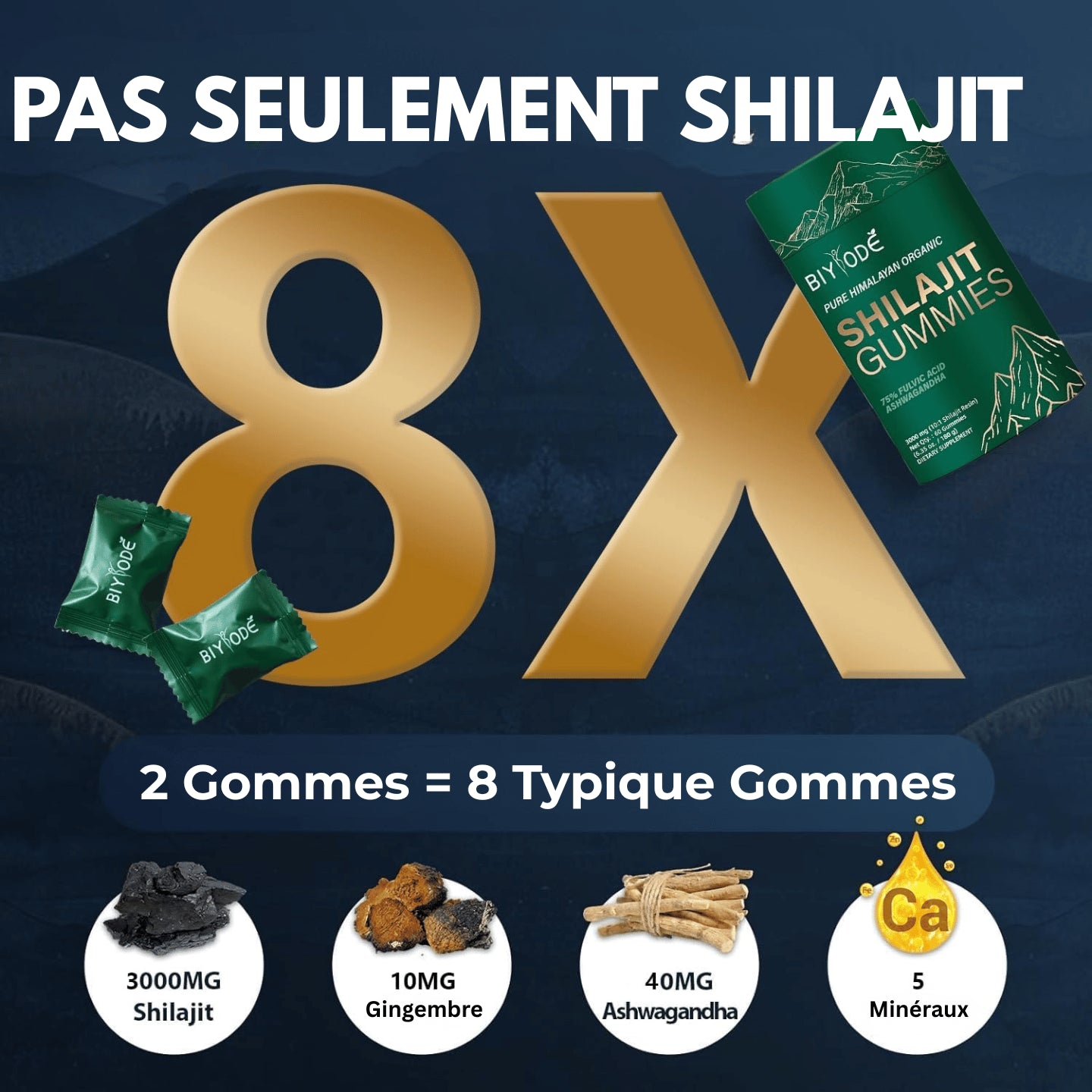 BIYODE™ Gummies de Shilajit Pure de l'Himalaya - (60 Bonbons)
