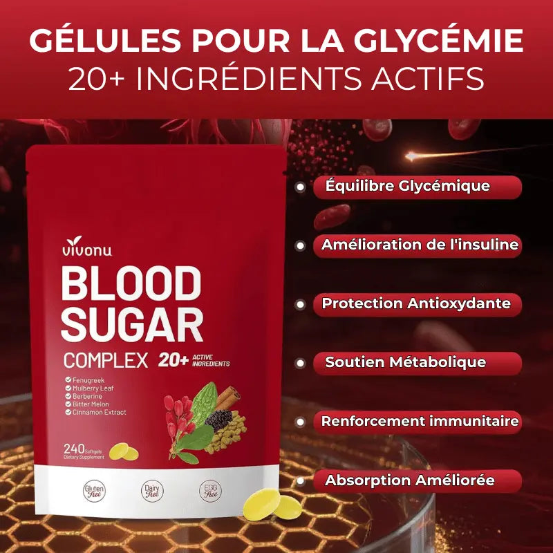VIVONU™ Complément Alimentaire Pour la Glycémie Avec 20 Plantes et Vitamines - 240 Capsules