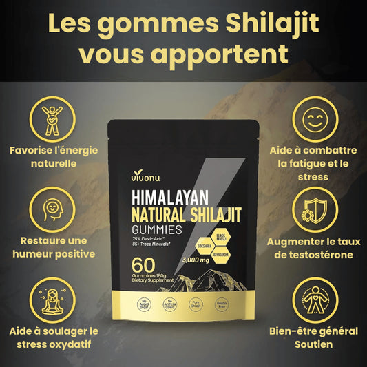 VIVONU™ Bonbons Gélifiés de Shilajit Pure de l'Himalaya - (60 Bonbons)