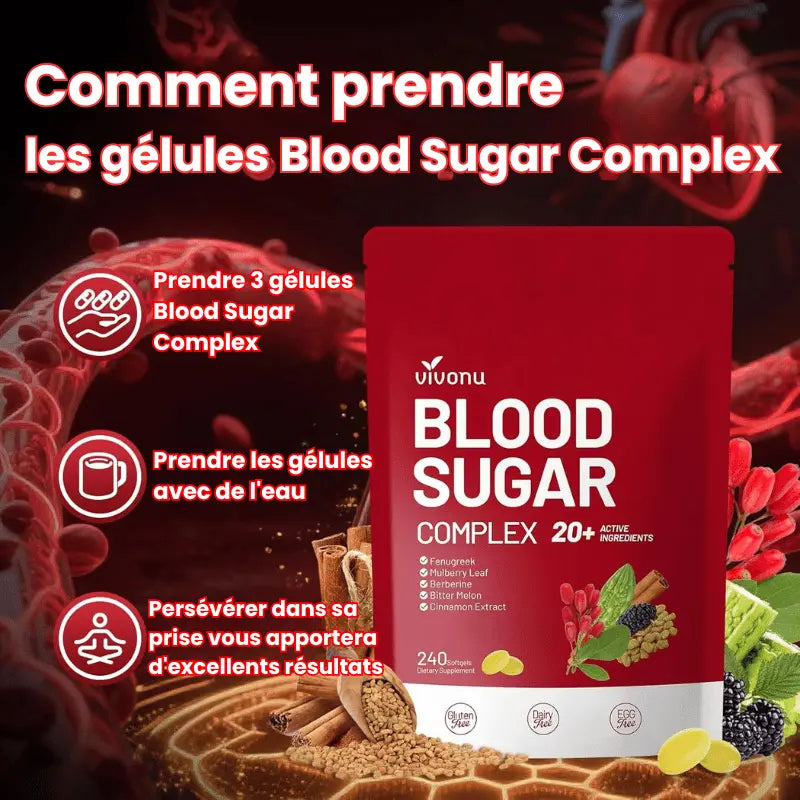 VIVONU™ Complément Alimentaire Pour la Glycémie Avec 20 Plantes et Vitamines - 240 Capsules